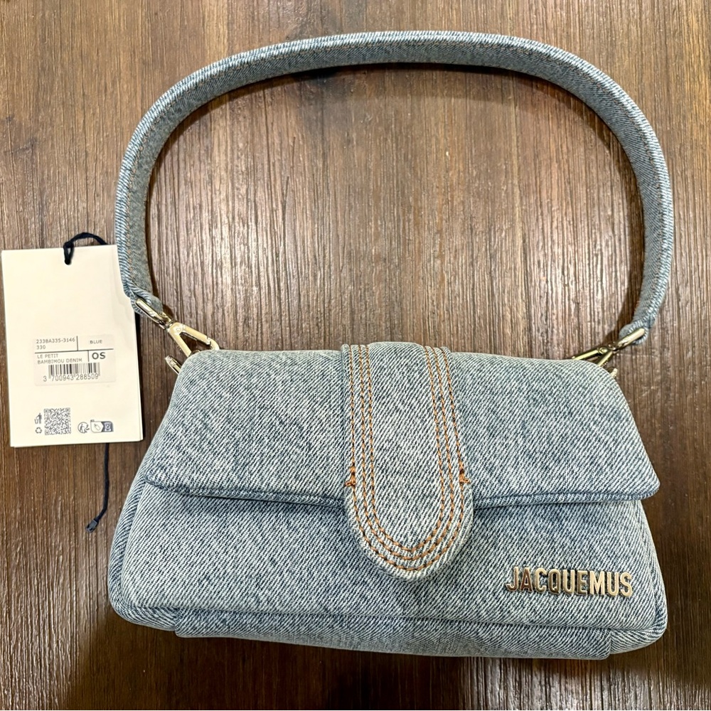 Jacquemus Le Petit Bambimou Denim Hand Bag Purse Crossbody New With Tags